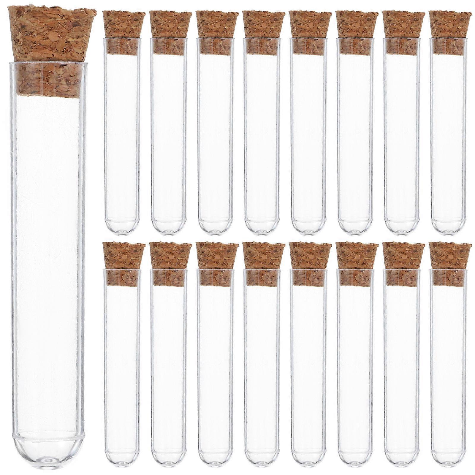 Disposable Plastic Test Tubes for Lab Use with Cork Stoppers 20Pcs