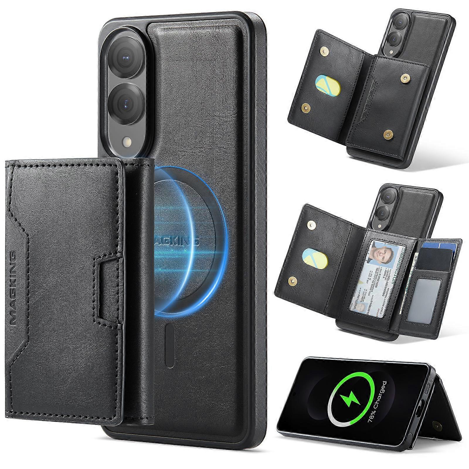 MAGKING K4 Series MagSafe RFID Tri-fold Card Bag Detachable Phone Case
