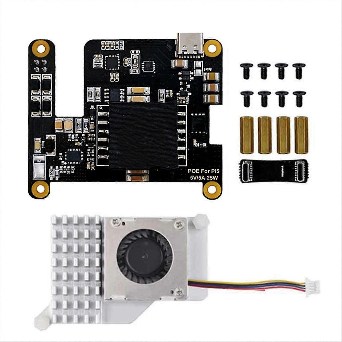 For Raspberry Pi 5 POE with PD Trigger Activation and Cooler