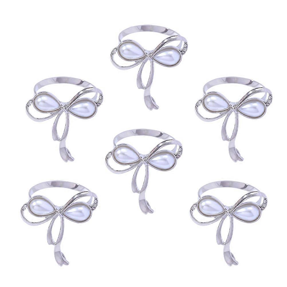 Bow Napkin Rings Holder for 24Pcs Silver Table Setting Ornament
