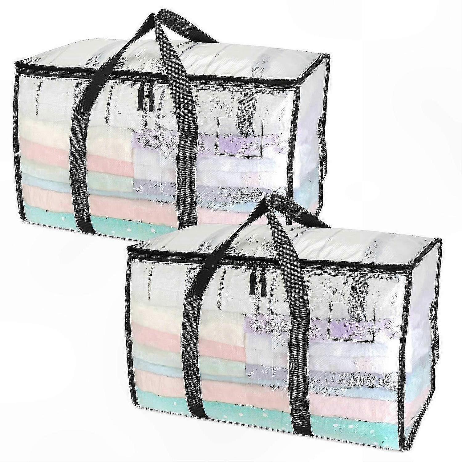 6-Pack Large Capacity Moving Bags with Reinforced Handles, Heavy-Duty Clear Storage Totes for Clothe