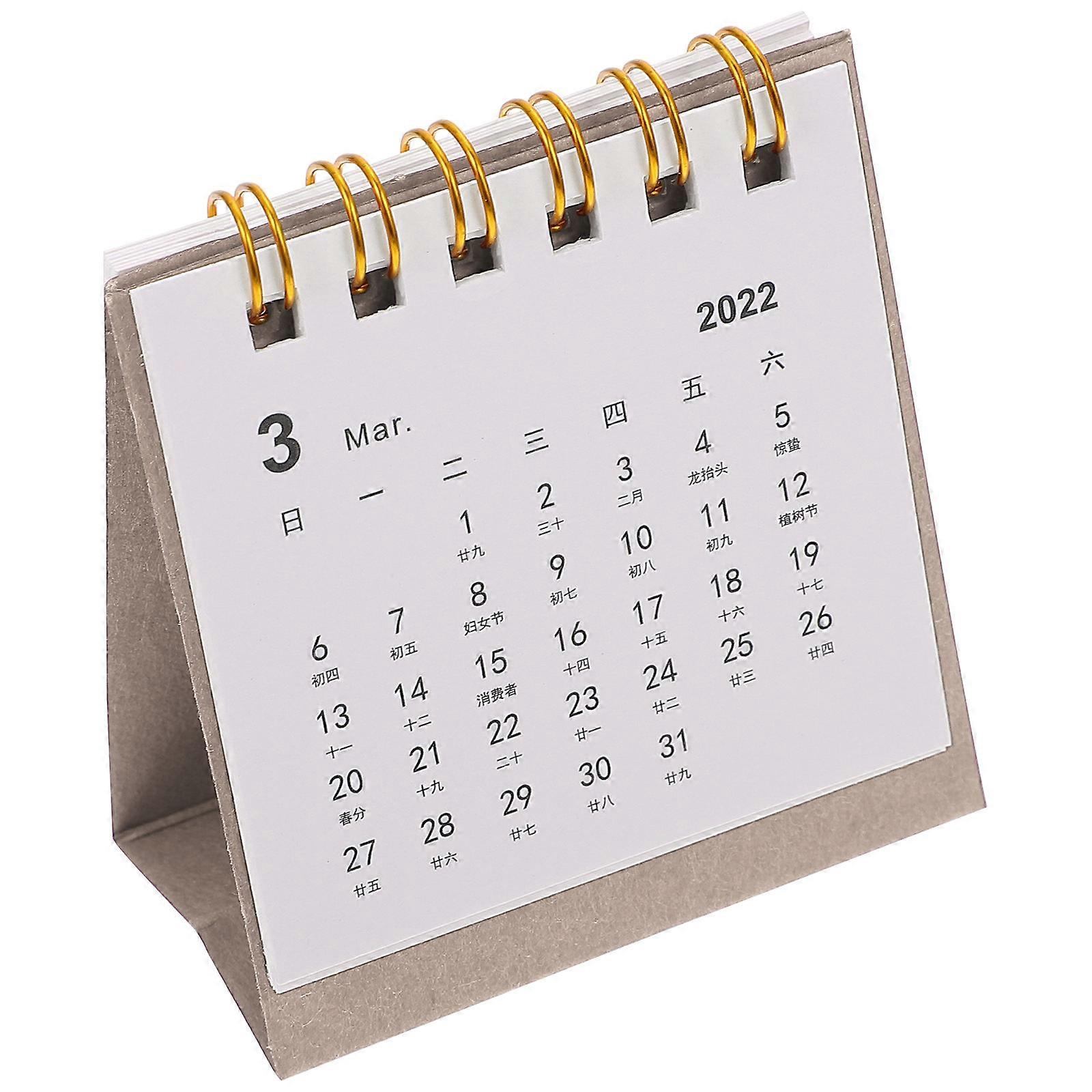 Mini Tabletop Calendars Paper Calendar for Office Use 2Pcs Grey Paper