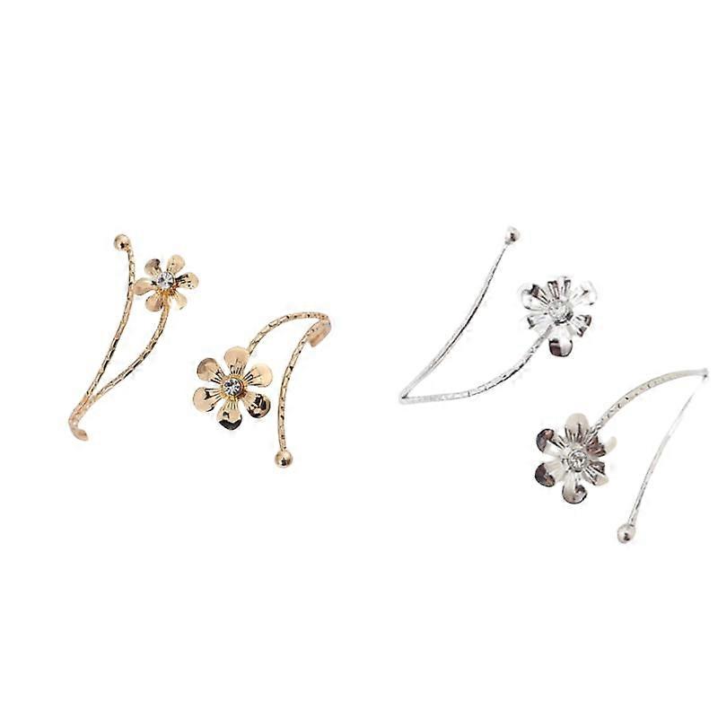 Gold and Silver Floral Curtain Tiebacks with Crystal Center, Nordic Style Decorative Holdbacks