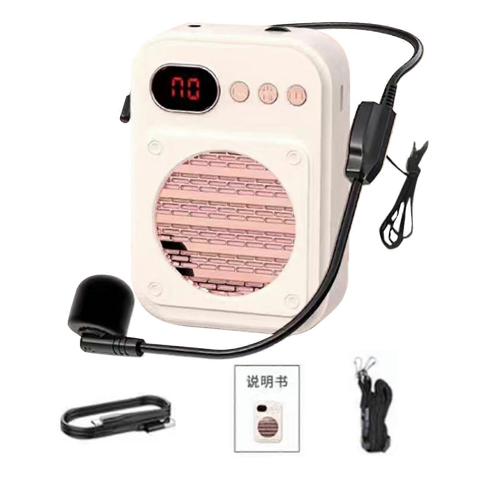 Portable Voice Amplifier, Wireless Microphone Speaker, 12Hour Battery Life, Amplifier for Classrooms and Meetings, White