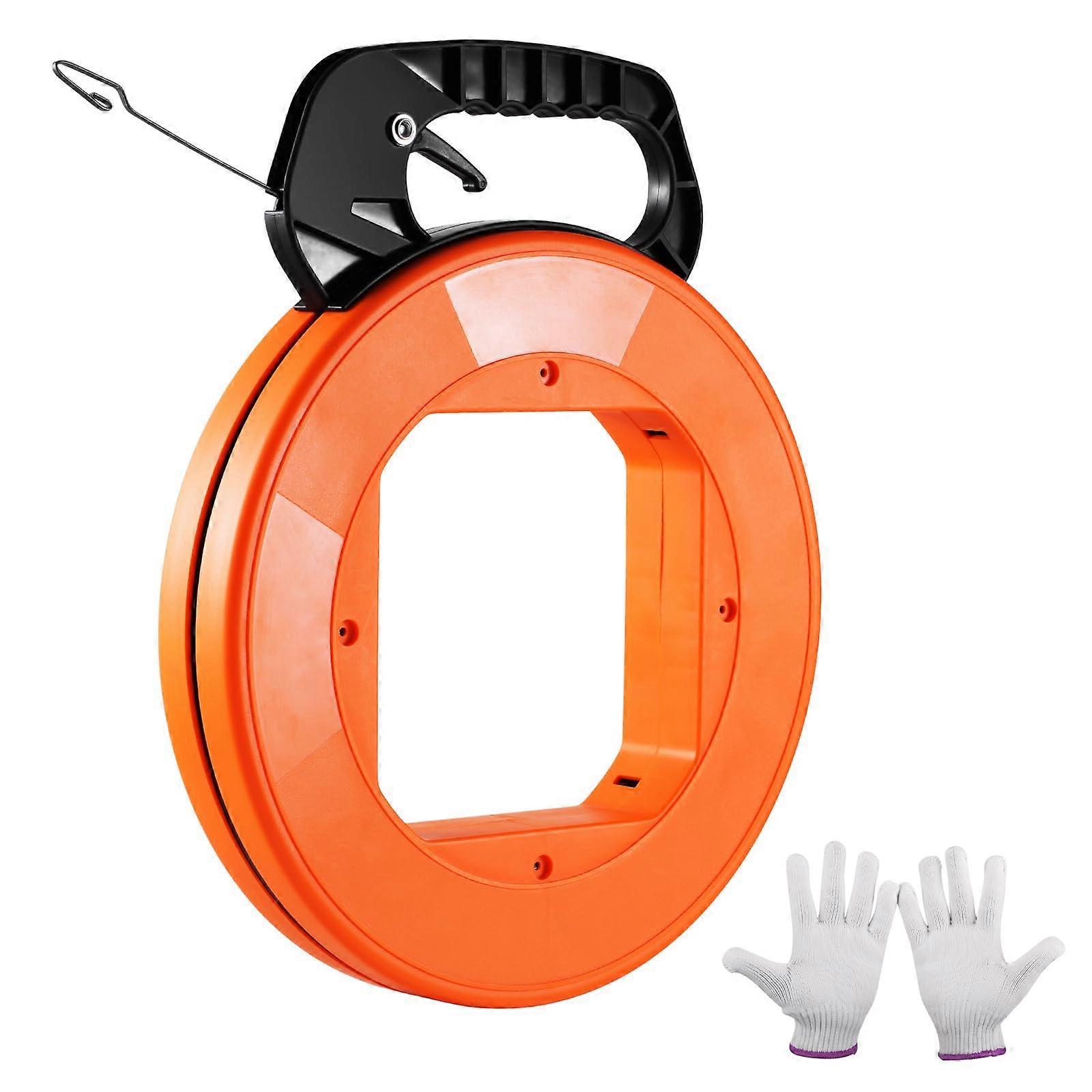 120 ft Steel Fish Tape Wire Puller for Electrical Conduit with Smooth Cable Navigation and Thumb Lock