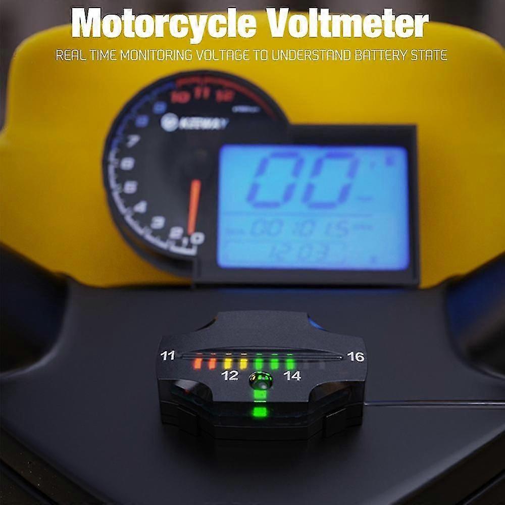 Motorcycle Voltmeter Led 12v Digital Voltage Meter Multi-function Waterproof Ipx6 Blue Red Green