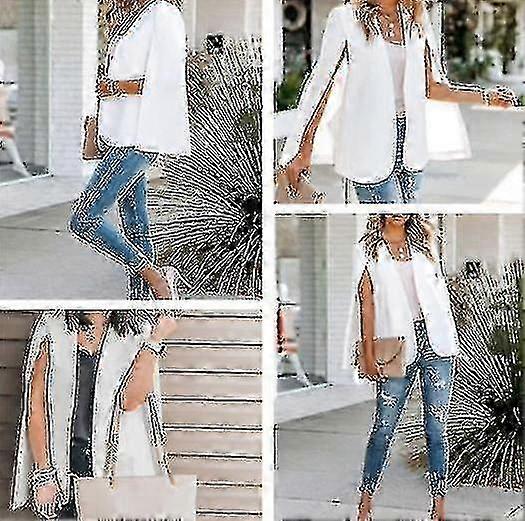 Womens Cape Blazer Split Sleeve Open Front Casual Jacket Coat Workwear 25-26