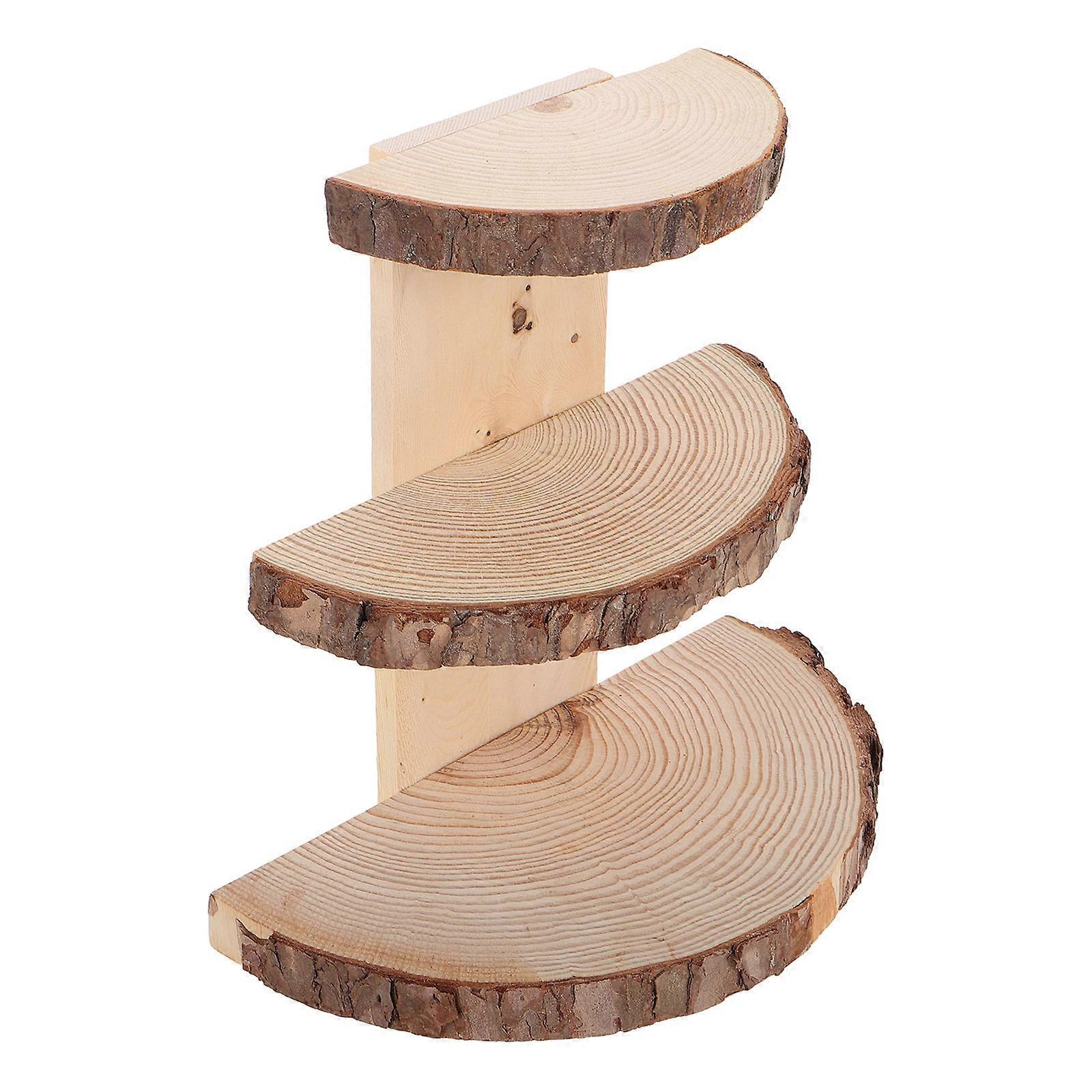 Wooden Cake Stand for Display Featuring Rustic Design 2Pcs Multi-Tier Dessert Rack