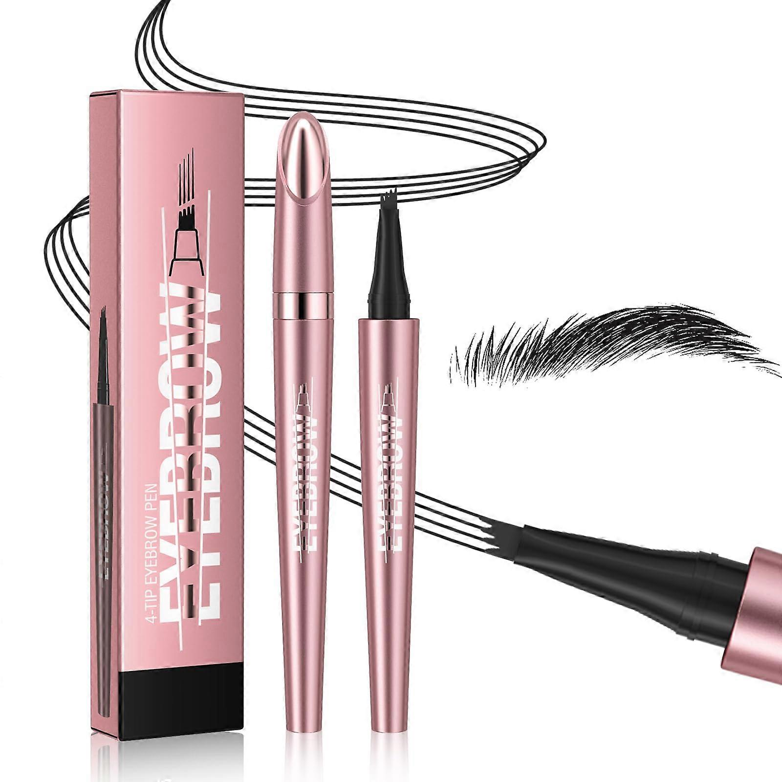 Waterproof Microblading Eyebrow Pencil with 4 Tip Precision, Smudge Proof Long Lasting Brow Pen