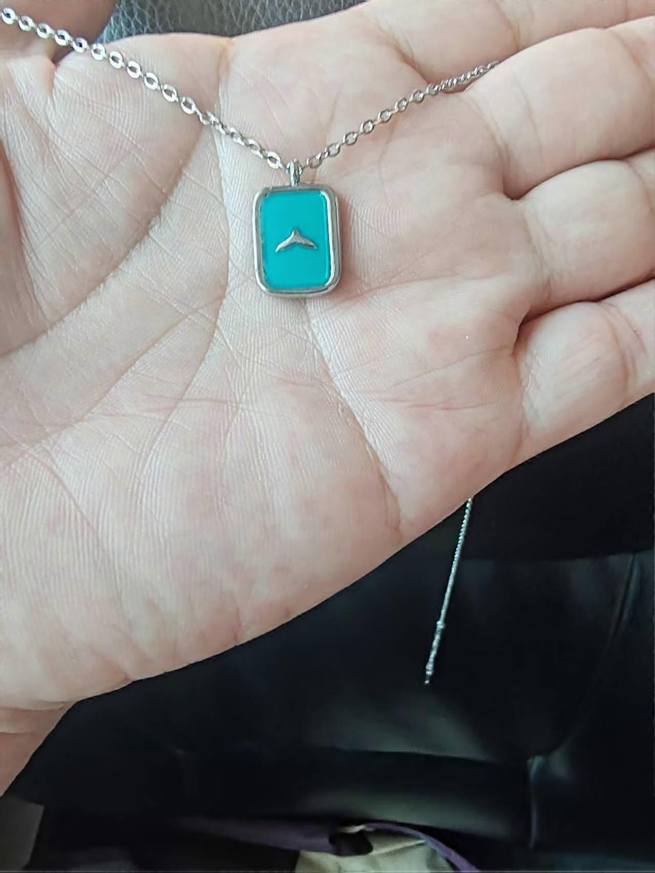 Stainlee Steel Rectangle Whale Shark Tail  Necklace