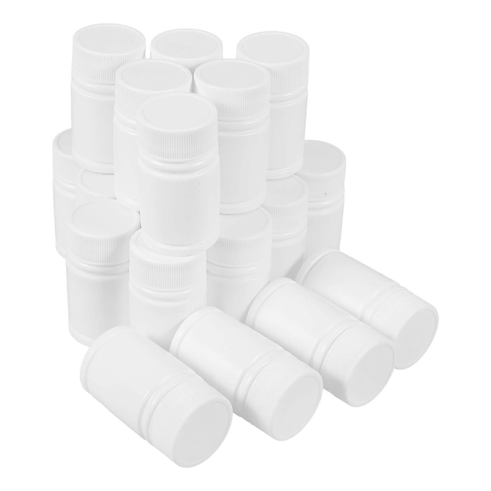 White Plastic Medicine Bottle for Storage 60Pcs Screw Cap