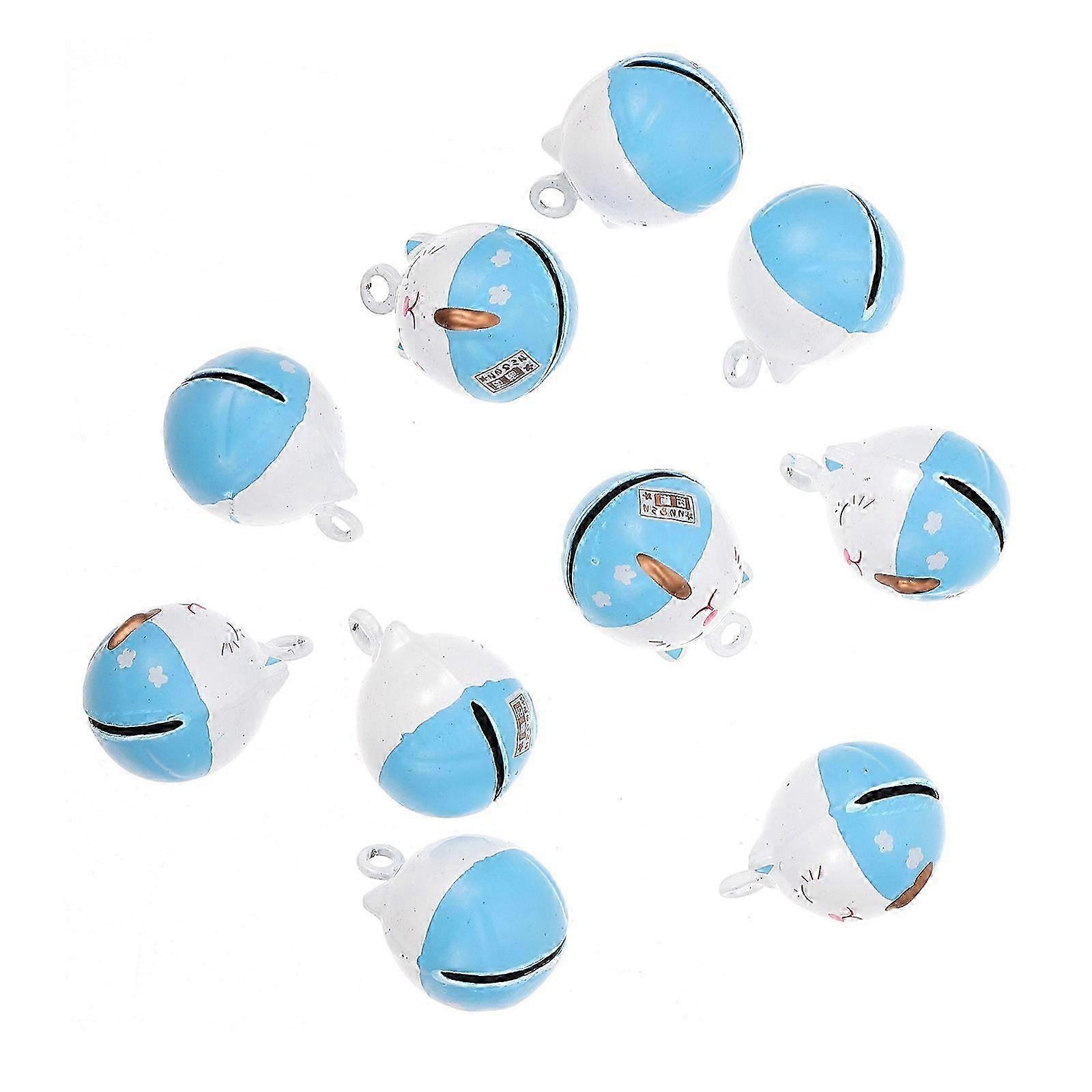 Cat Pattern Bells DIY Bell Pendant for Decor 30Pcs Blue Hanging