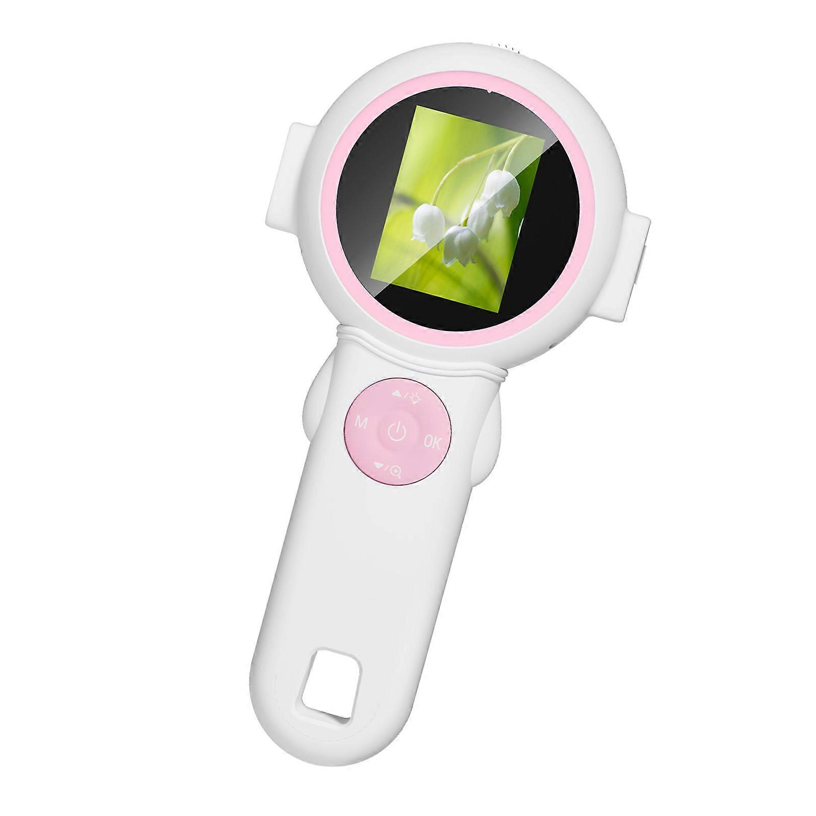 High Definition Digital Magnifier For Children Portable Design LED Lighting Multiple Setting Learning Exploration Tool  Pink