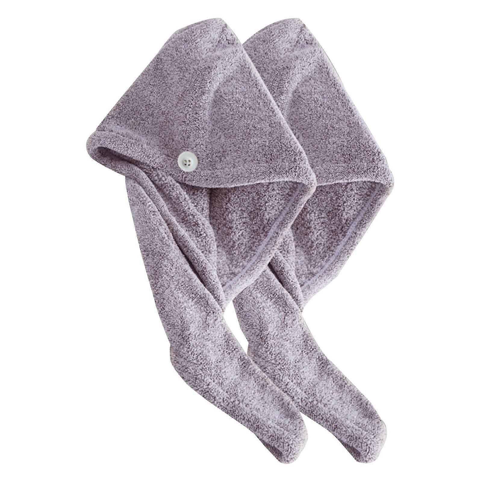 Hair Towel Wrap 2 Pack Quick Drying Microfiber with Button Super Absorbent for Long Thick Hair