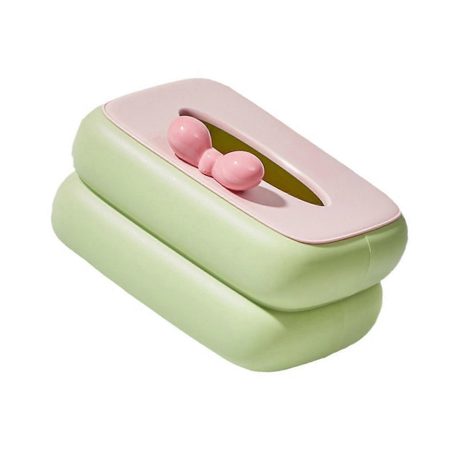 Tissue Box Holder and Remote Control Organizer, Space Saving MultiPurpose Storage, Green