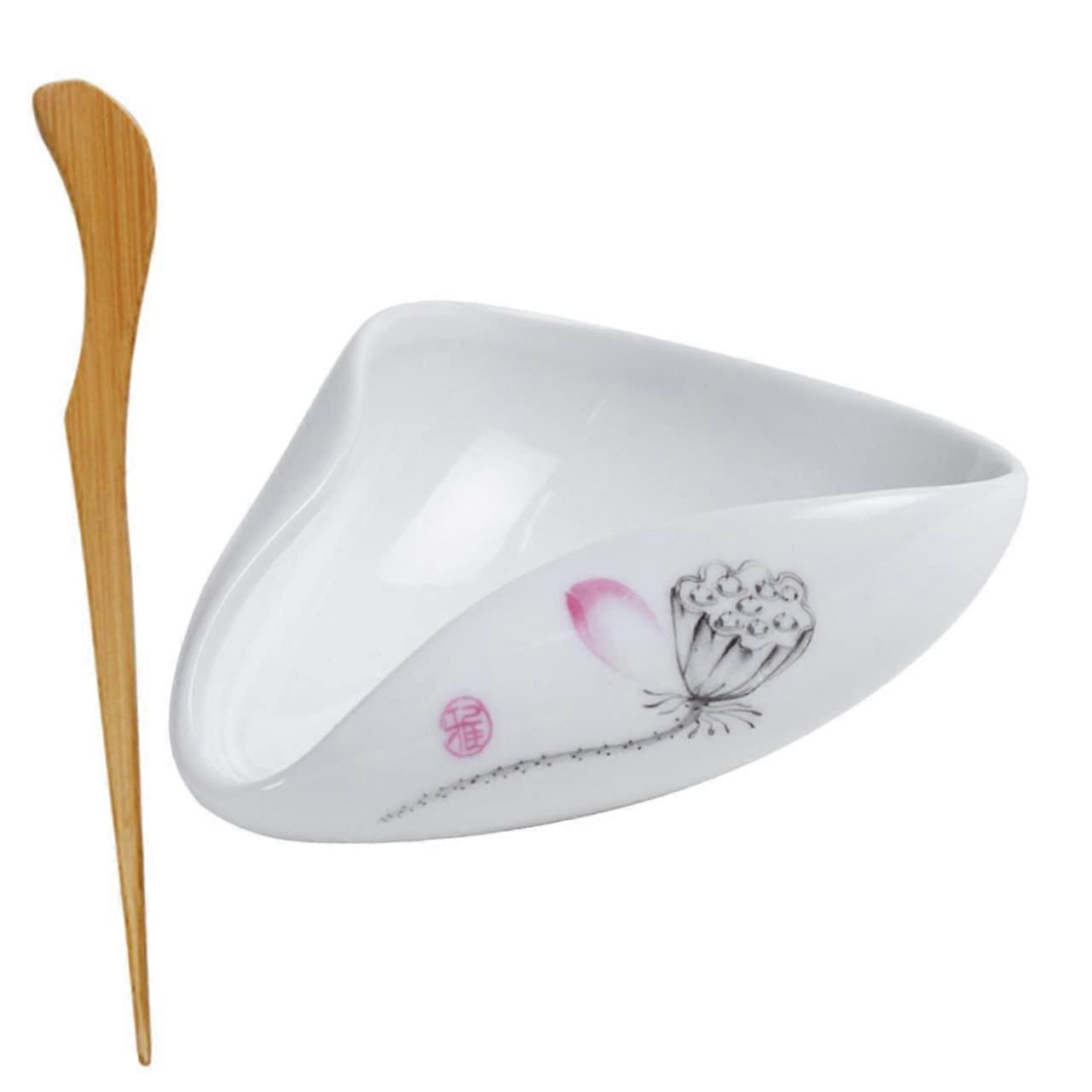 Tea Ceremony Spoon Set 2Piece Durable Ceramic White Scoops for Japanese Loose Leaf Tea