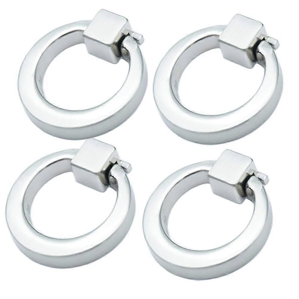 4pcs Black Zinc Alloy Ring Pull Cabinet Drawer Handles 41mm Brushed Knobs with Screws