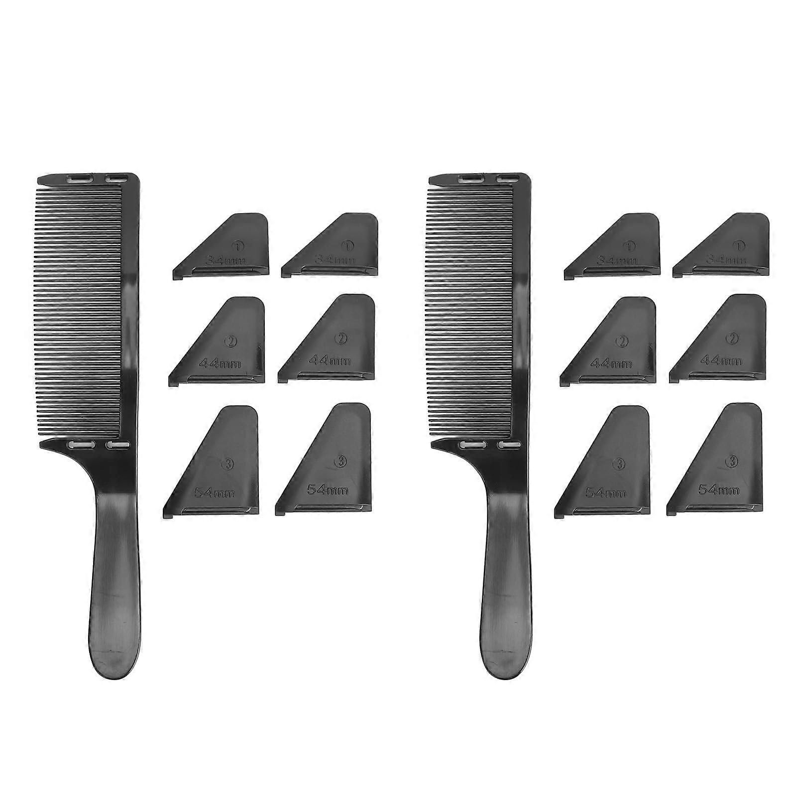 2Pcs Curved Barber Comb with Adjustable Guide, Ergonomic SShaped Hair Cutting Comb for Salons