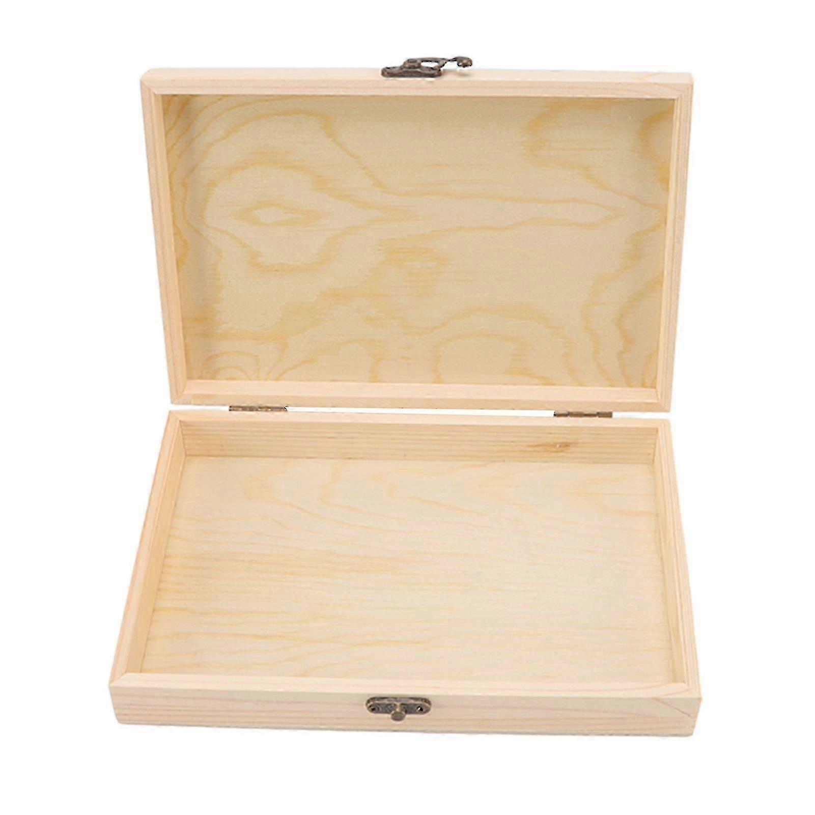 Rectangular Pine Cigar Storage Box with Lid - Rustic Large Capacity for DIY Enthusiasts