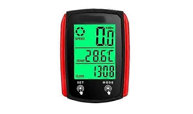 Bike Computer with  Accuracy Tracking, Waterproof Wired Bicycle Speedometer and Backlit Odometer (Red)