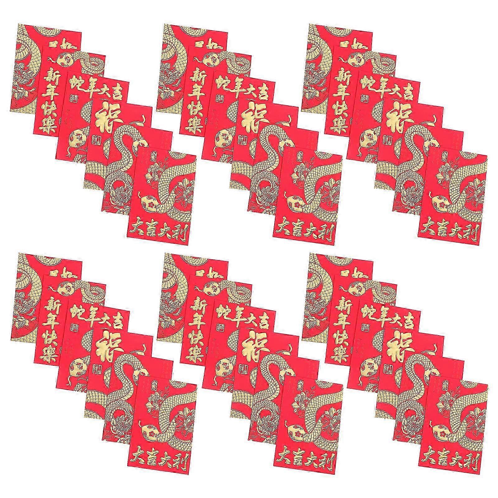 Traditional Paper Red Envelopes Snake Year Red Packets for Storage 36Pcs