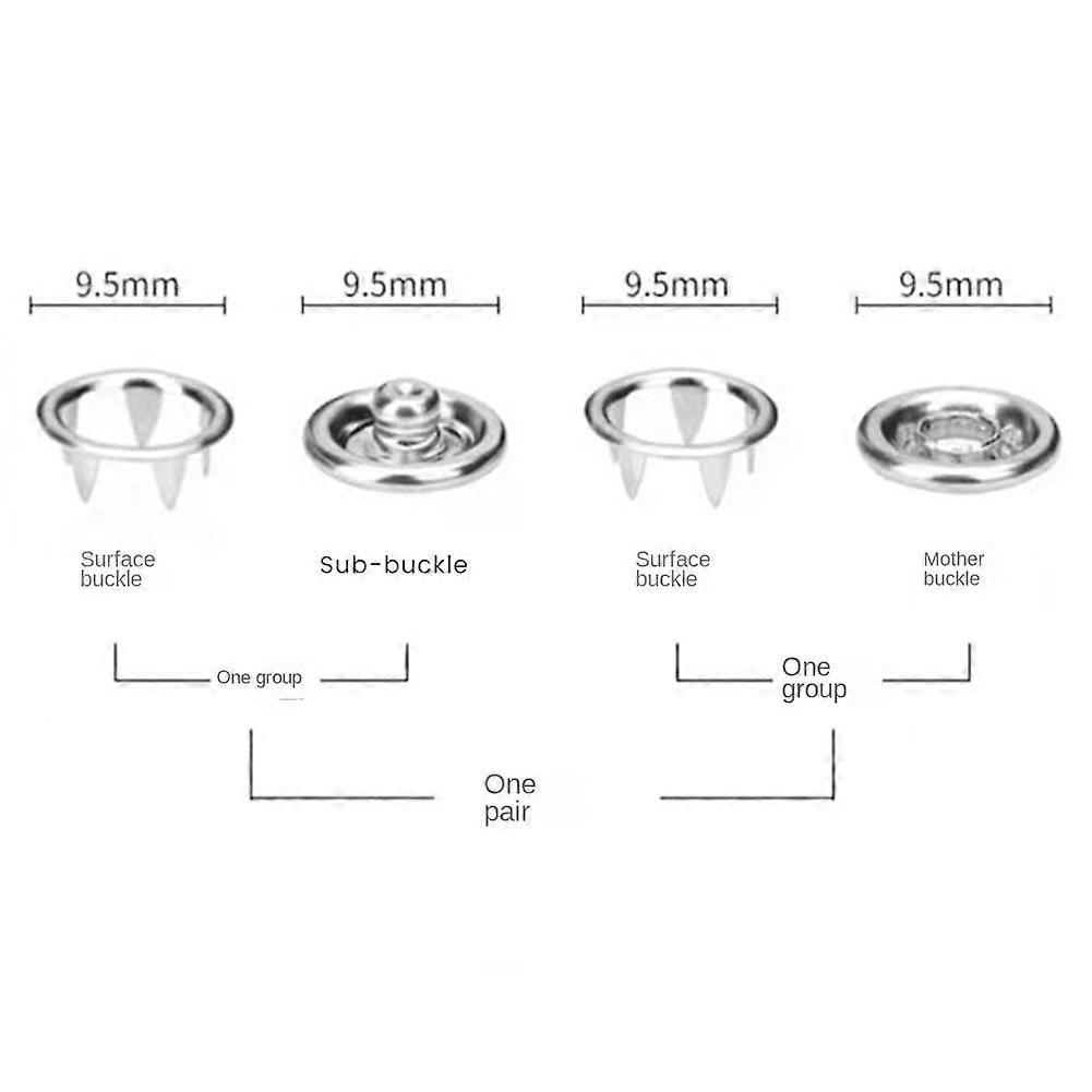 150 Sets Snap Button 9.5Mm Metal Silver Snaps Buttons for Sewing And Crafting, Open Snap Button Snap Fasteners Kit