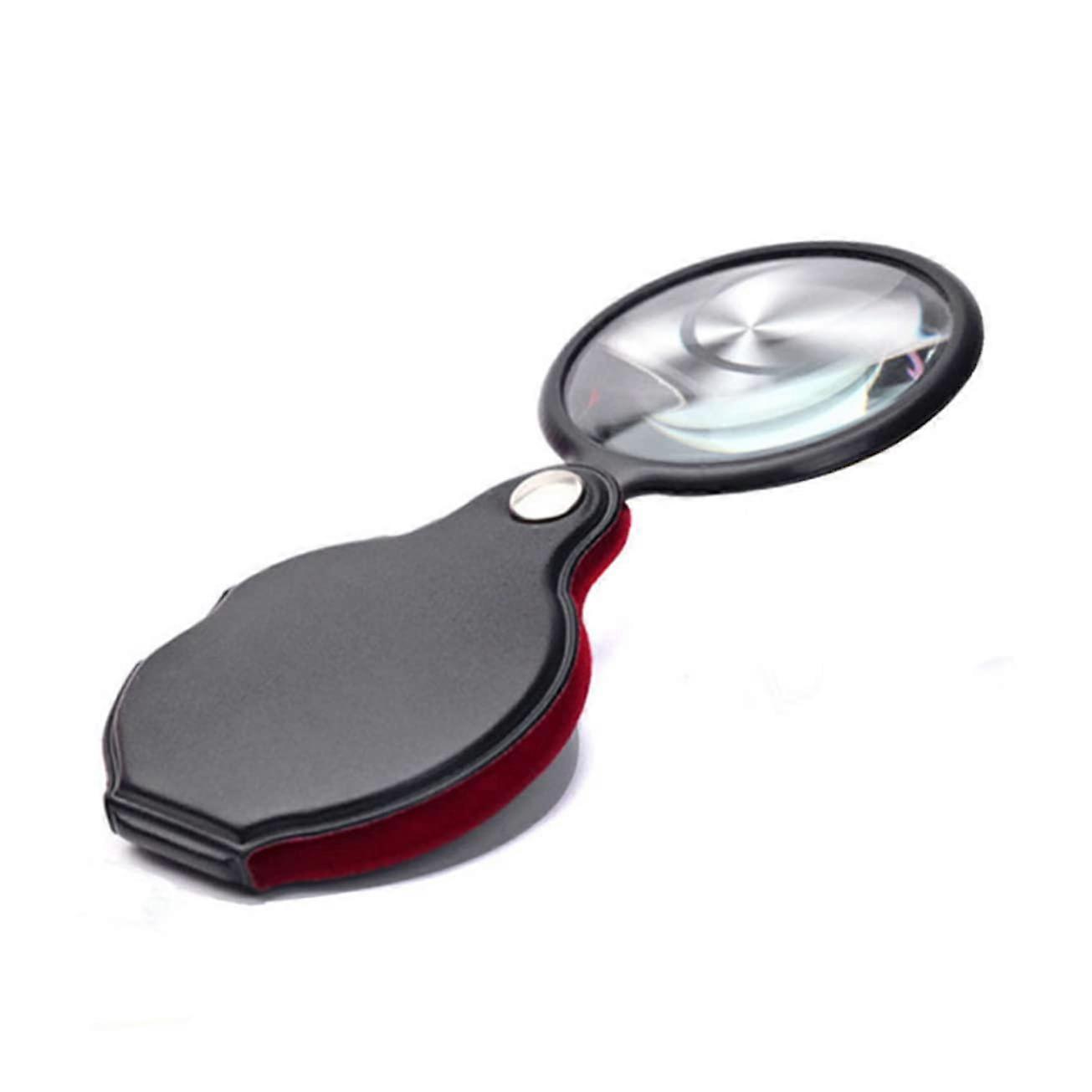 Pocket Magnifying Glass Set with Foldable Leather Pouch for Reading Maps and Crafts, 5 Pack
