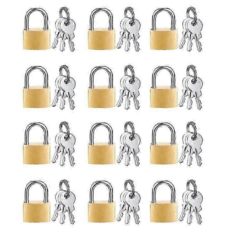 12 Pack Mini Padlock Small Padlock Solid Brass Locks with 3 Key for Luggage Lock,Backpack,Gym Locker