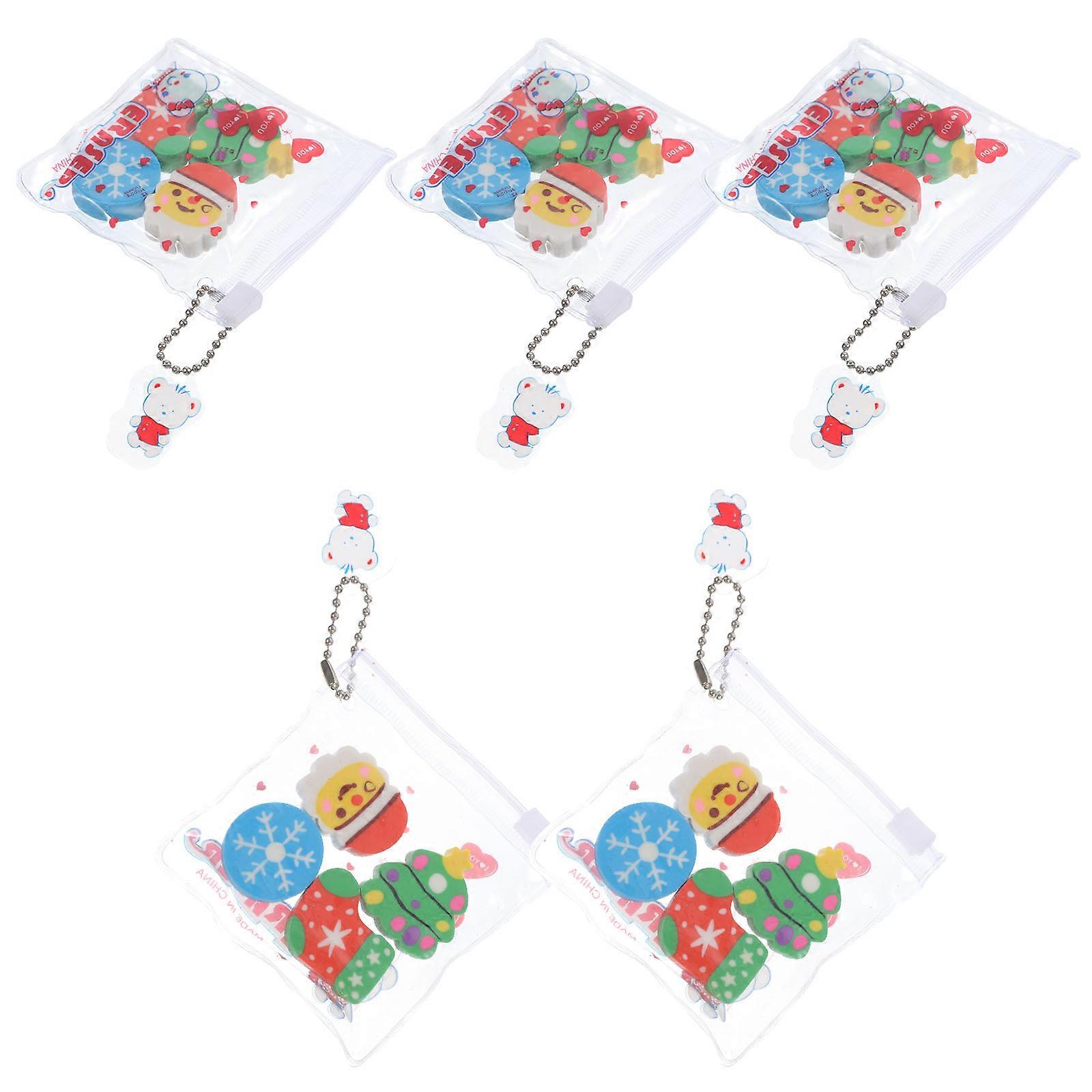 Christmas Themed Erasers Adorable Mini Erasers for Home Use 6Sets