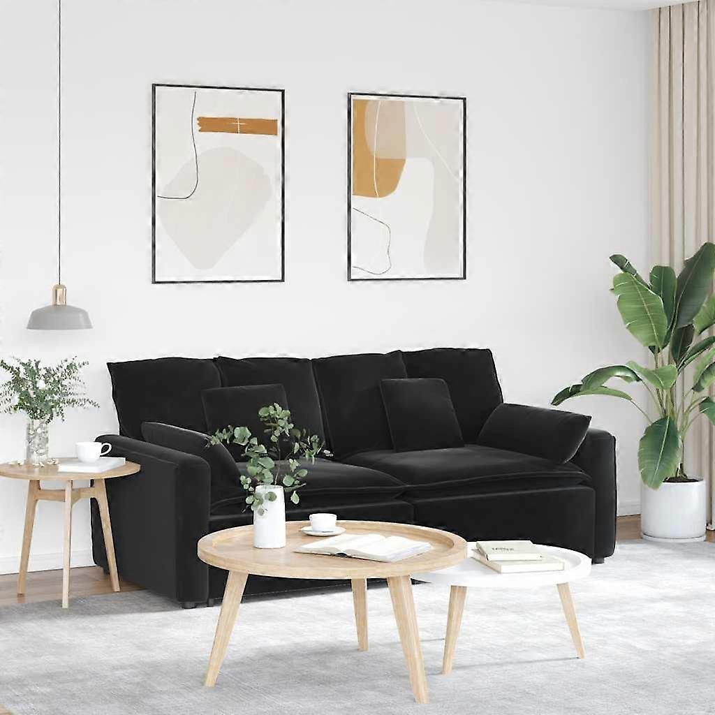 Modulares Sofa mit Kissen Schwarz