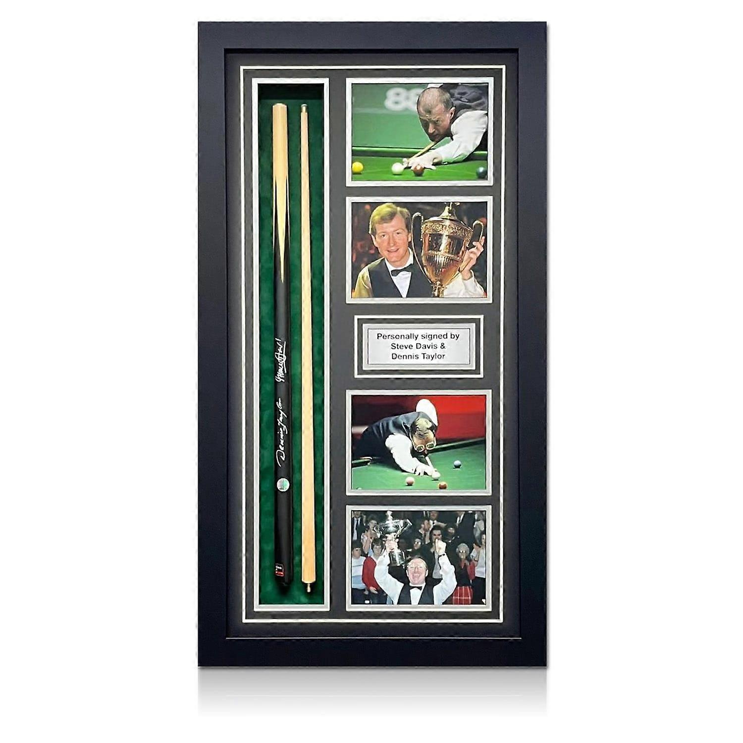 Steve Davis And Dennis Taylor Signed Snooker Cue. Framed