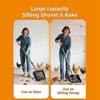 2X Scoop Shovel 10 Inches Sand Sifting Shovel with 35inch to 62inch Adjustable Stainless Steel Handle