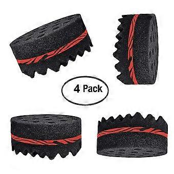 Afro Hair Curl Sponge 4-pack Rode Camouflage Dubbele Textuur Draaiborstel voor Snelle Krulstyling