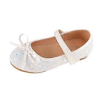 Mädchen Mary Jane Ballerinas mit Blumenmuster, ideal für Schule, Hochzeit, Uniform und Party (Kleinkinder/Kinder/Schulkinder), Weiß, 10-10,5 Jahre