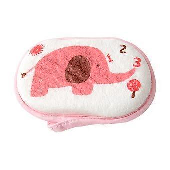 3pcs Bath Sponge Rub Sponges Cartoon Elephant Pattern Design Cushion for Kids Children (Blue, Yellow, Pink)