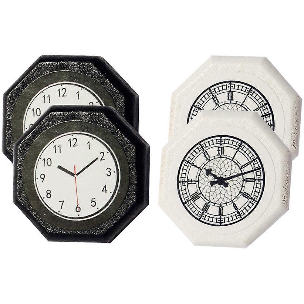 4pcs Doll House Mini Wall Clock Simulation Miniature Clock Accessories Miniatures