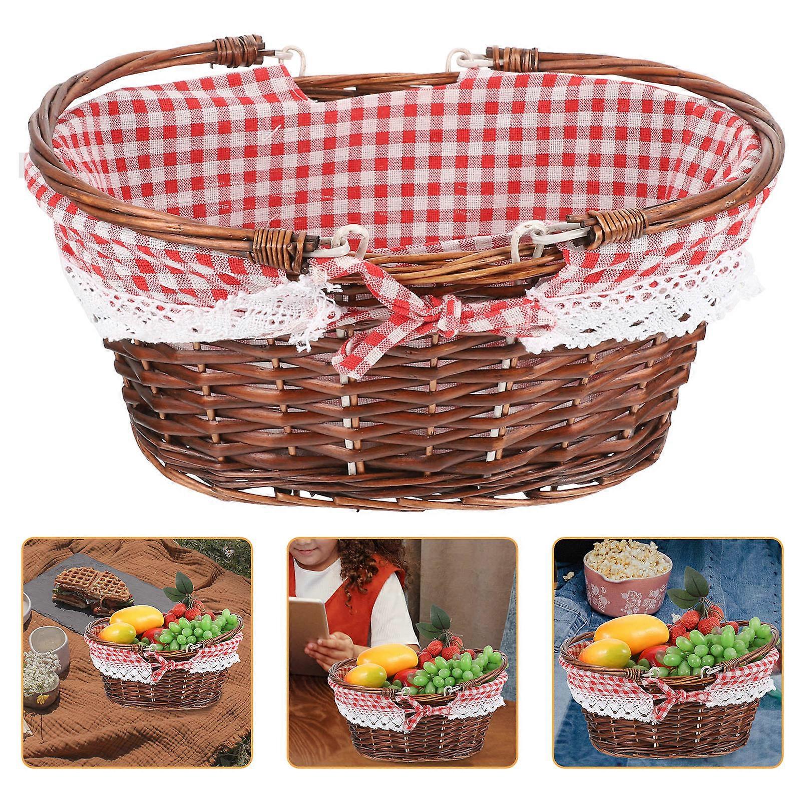Wicker Picnic Basket for Storage Use Fruit Vegetable Basket
