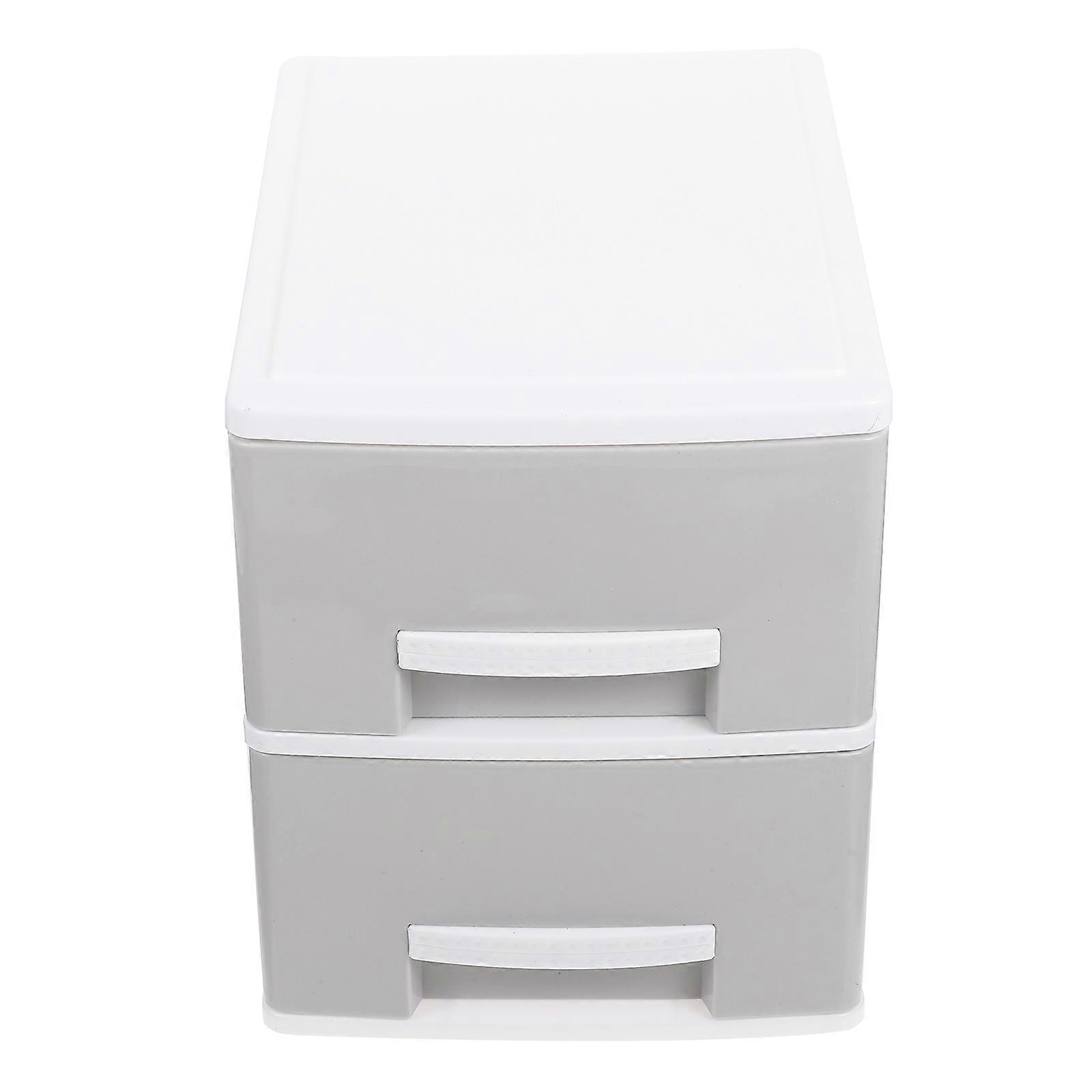 Grey Two Layer Drawer Type Storage Box for Storage Desktop Organizer