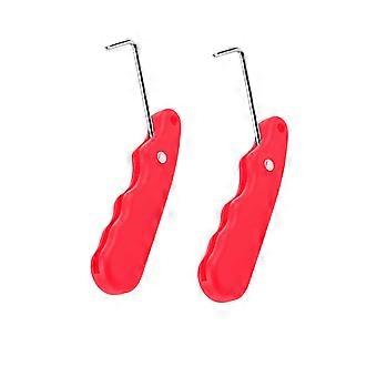 Duurzame, roestvrijstalen en kunststof vetersspanner met ergonomische handgreep voor ijsschaatsen en hockeyschoenen (rood)