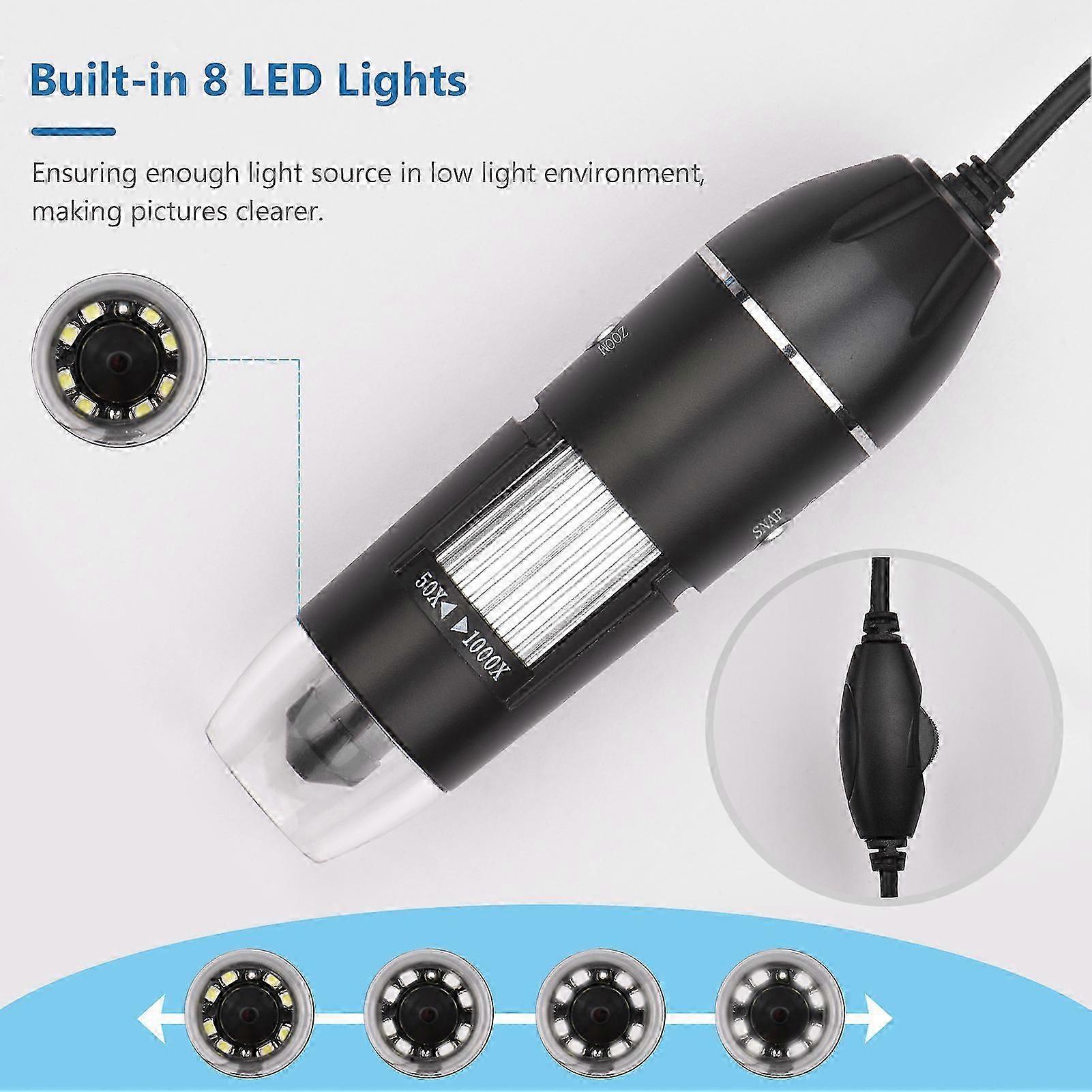 1600X USB Portable Mini Digital Microscope 11.4x3x3cm Handheld