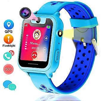 MesaSe Kids Smartwatch, GPS-trackerhorloge voor kinderen met SOS-functie, camera en spelletjes, compatibel met 2G T-Mobile (blauw)