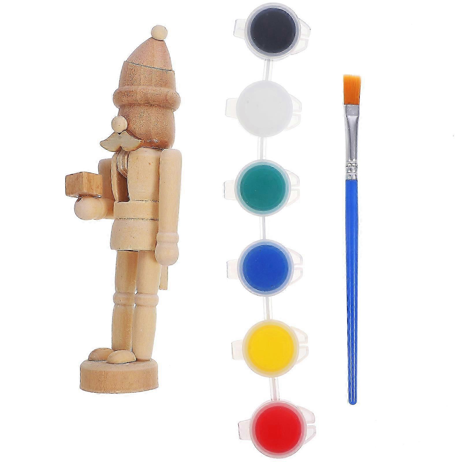 Wooden Nutcracker Puppet Nutcracker Soldier for DIY 5Pcs Painting Craft Set