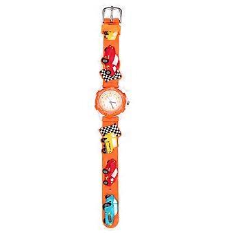 Wasserdichte 3D-Cartoon-Armbanduhr für Kinder, ideal für den täglichen Gebrauch, orange, robust, 1 Stück