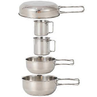 Camping Tableware Stainless Steel Pot Cups for Outdoor Use 15Pcs Set
