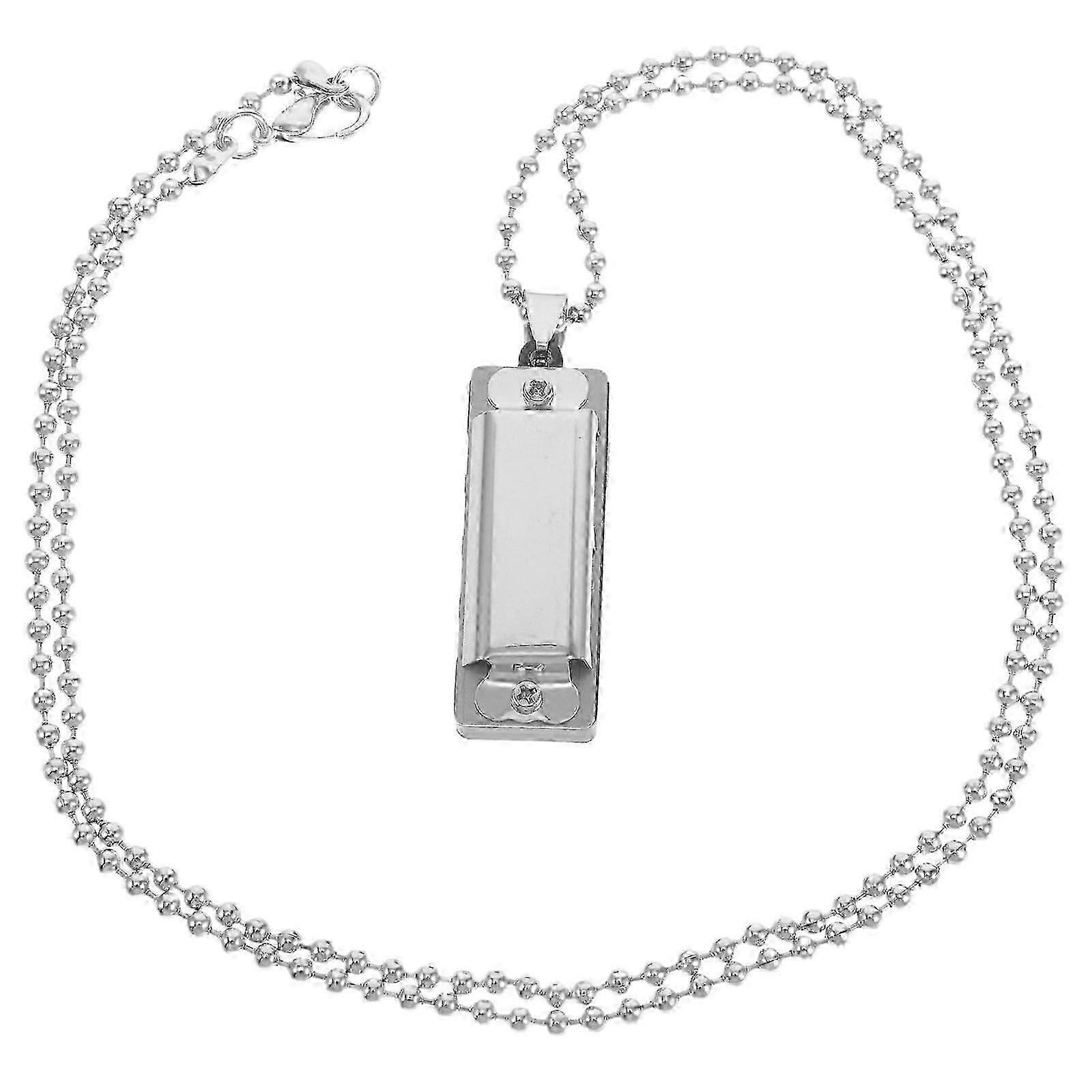2026  Miniature Harmonica Necklace Pendant with Sound Producing Function Silver