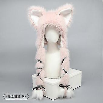 Nuevo gorro versátil para mujer con orejas de gato que deja ver el rostro, ideal para otoño e invierno. Gorro Lei Feng grueso y cálido con protección para las orejas.
