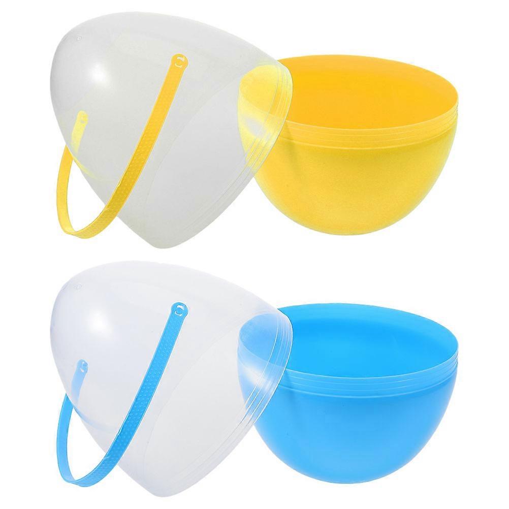 2pcs Opening Easter Egg with Handle Decorative Easter Egg Baskets for Easter Hunt Fillable Transparent Egg Container Easter Party Supplies Decor