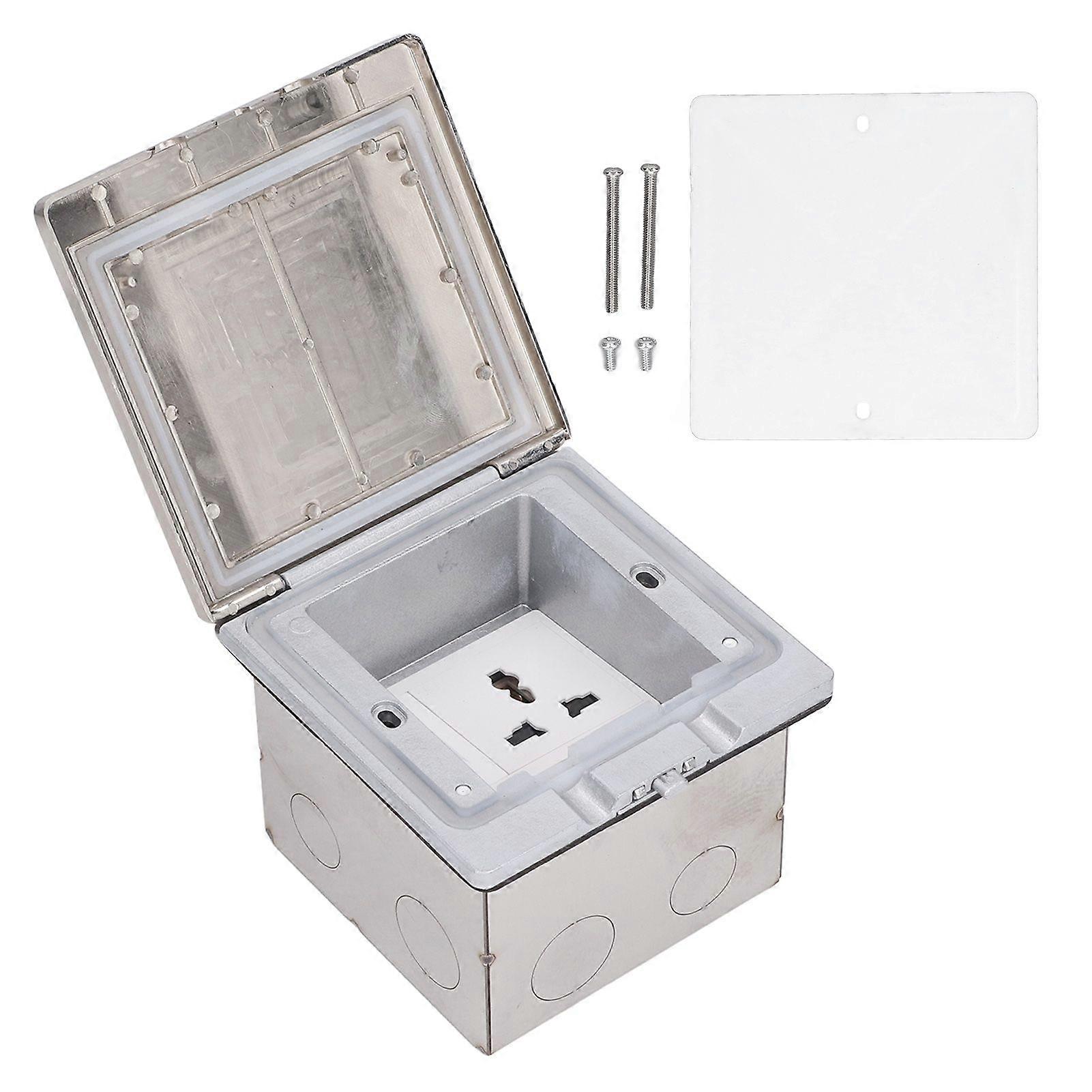 Floor Power Socket Zinc Alloy PC Open Type Waterproof Concealed Power Socket Silver AC250V