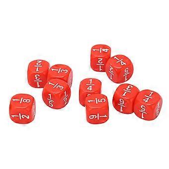 20Pcs Fraction Dice Class Set Kunststoff 6 Sided Multi Faceted Table Game Zubehör kompatibel Kinder Mathe Übung Rot