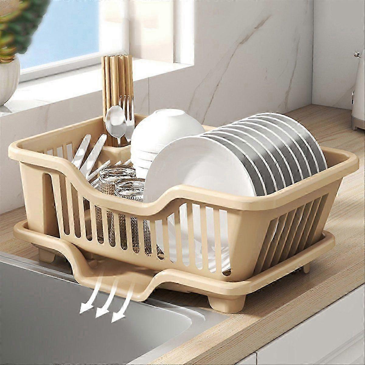 Dish Drying Rack-Dish Rack with Auto-Drain Organizer C